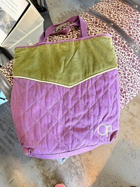 Vintage Ocean Pacific (OP) Quilted Corduroy Tote Bag - Purple & Green Retro Surf